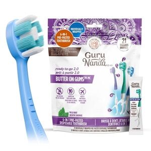 GuruNanda 6-in-1 Pre-Pasted Toothbrushes Ready to Use with Butter 2.0 - 21 Count